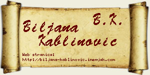 Biljana Kablinović vizit kartica